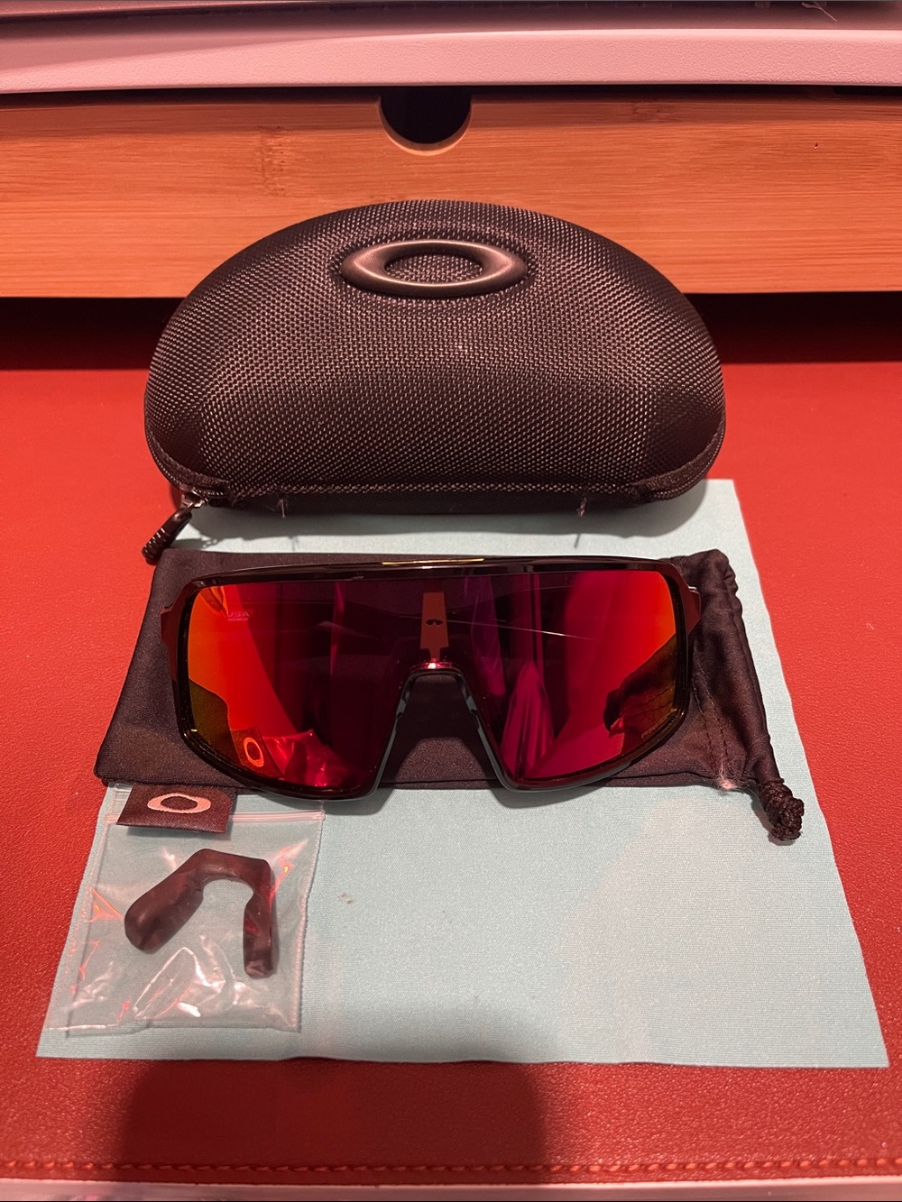 Oakley Shield Sunglasses in Red and Black